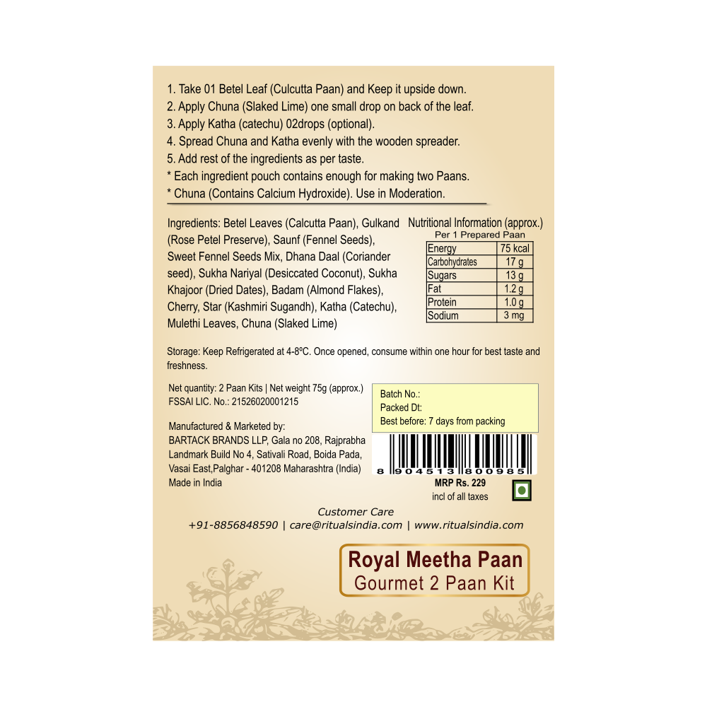 Royal Calcutta Meetha Paan | 2 Paan DIY Kit