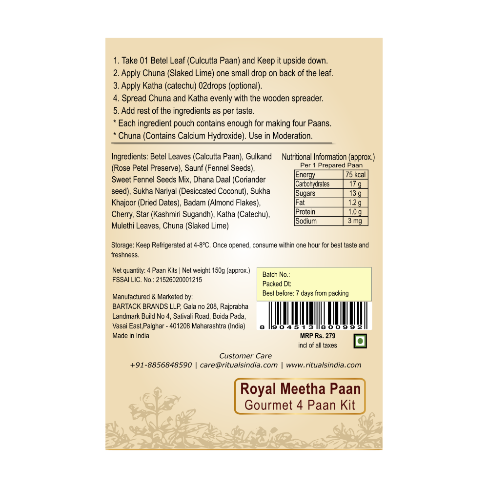 Royal Calcutta Meetha Paan | 4 Paan DIY Kit