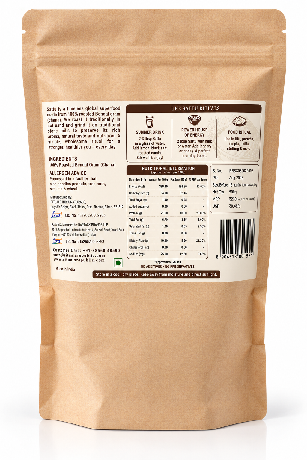 Rituals Republic Sattu | Traditionally Ground Roasted | 500 gm