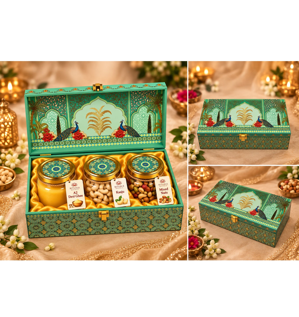 Rituals Republic Royal Gourmet Gift Box – A2 Desi Ghee, Premium Cashews & Mixed Nuts