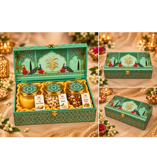 Rituals Republic Royal Gourmet Gift Box – A2 Desi Ghee, Premium Cashews & Mixed Nuts