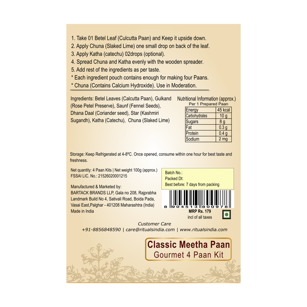 Classic Calcutta Meetha Paan | 4 Paan DIY Kit