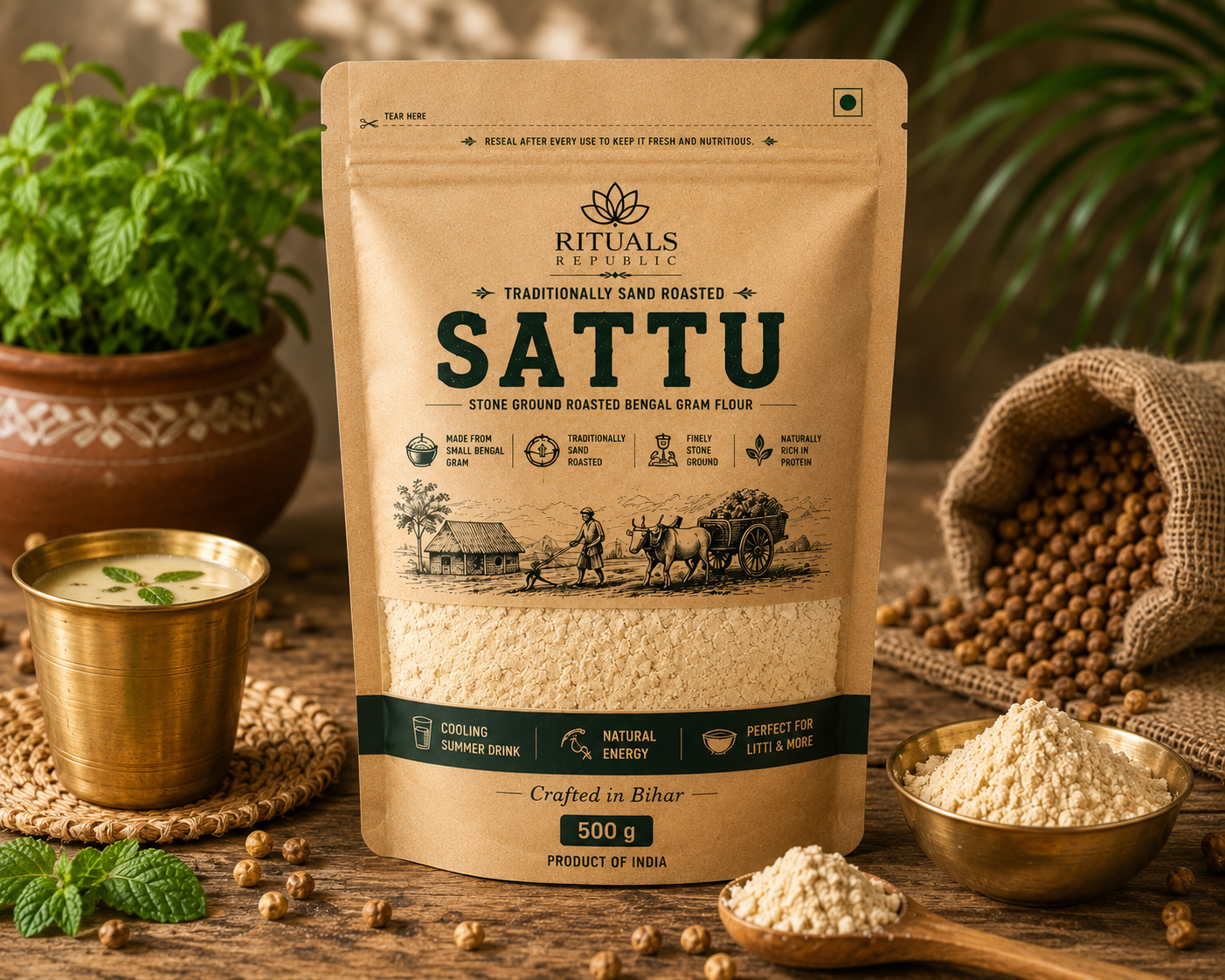Rituals Republic Sattu | Traditionally Ground Roasted | 500 gm