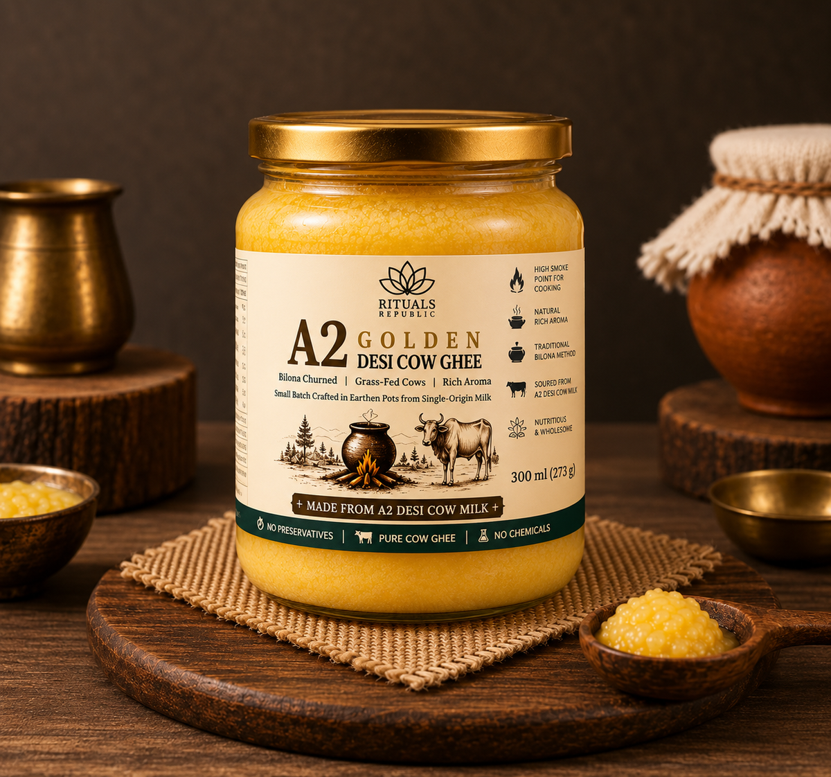 Rituals Republic Royal Gourmet Gift Box – A2 Desi Ghee, Premium Cashews & Mixed Nuts