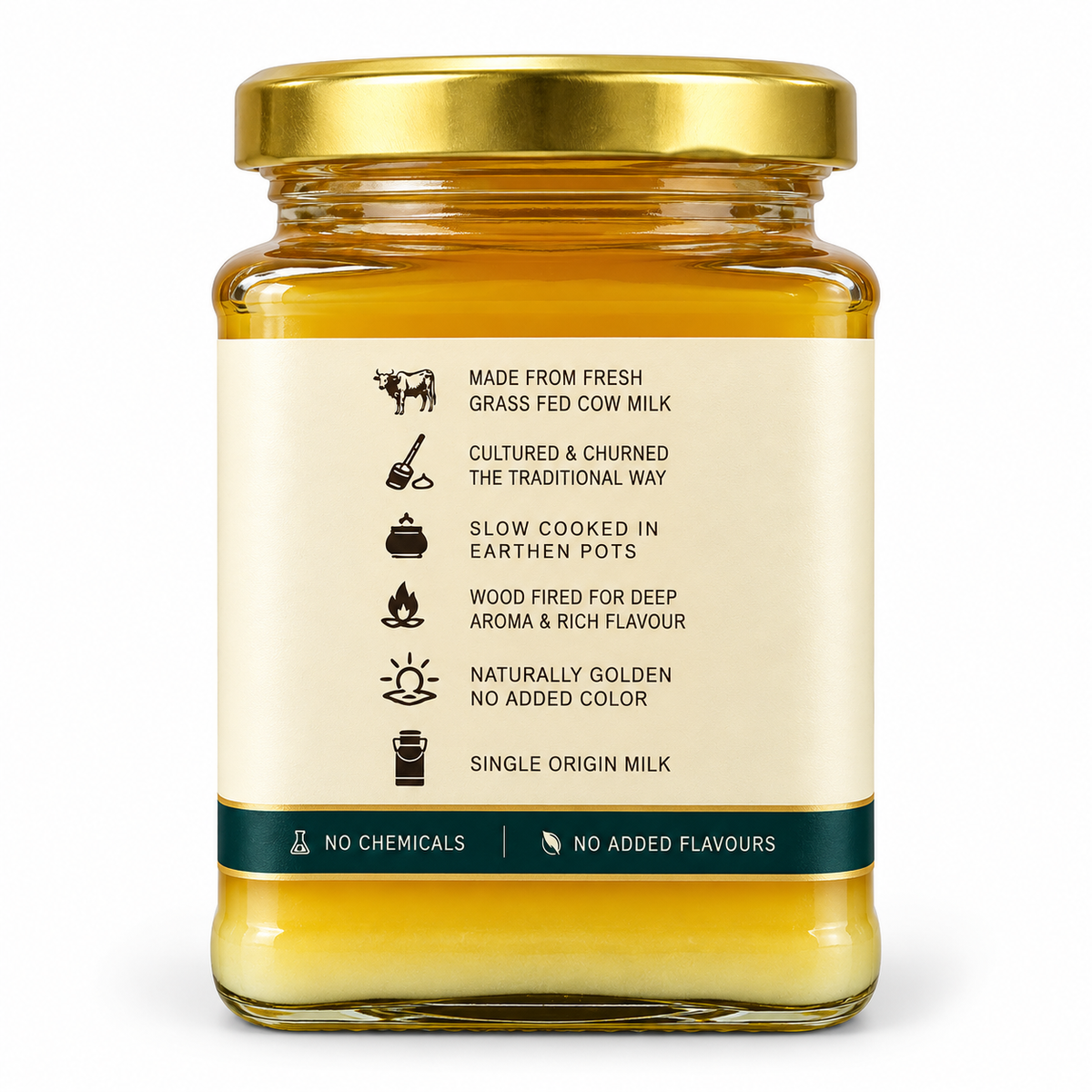 A2 Desi Golden Ghee | Bilona Cultured Cow Ghee | Wood Fired | 250ml (226g)