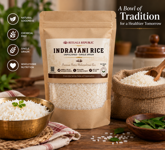 Rituals Republic Indrayani Rice – Unpolished, Single Origin Maharashtrian Rice | Naturally Soft & Sticky | 1 kg